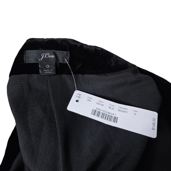 NWT J. Crew Velvet Black Wrap Long Sleebes V Neck Dress 0 - Picture 8 of 11